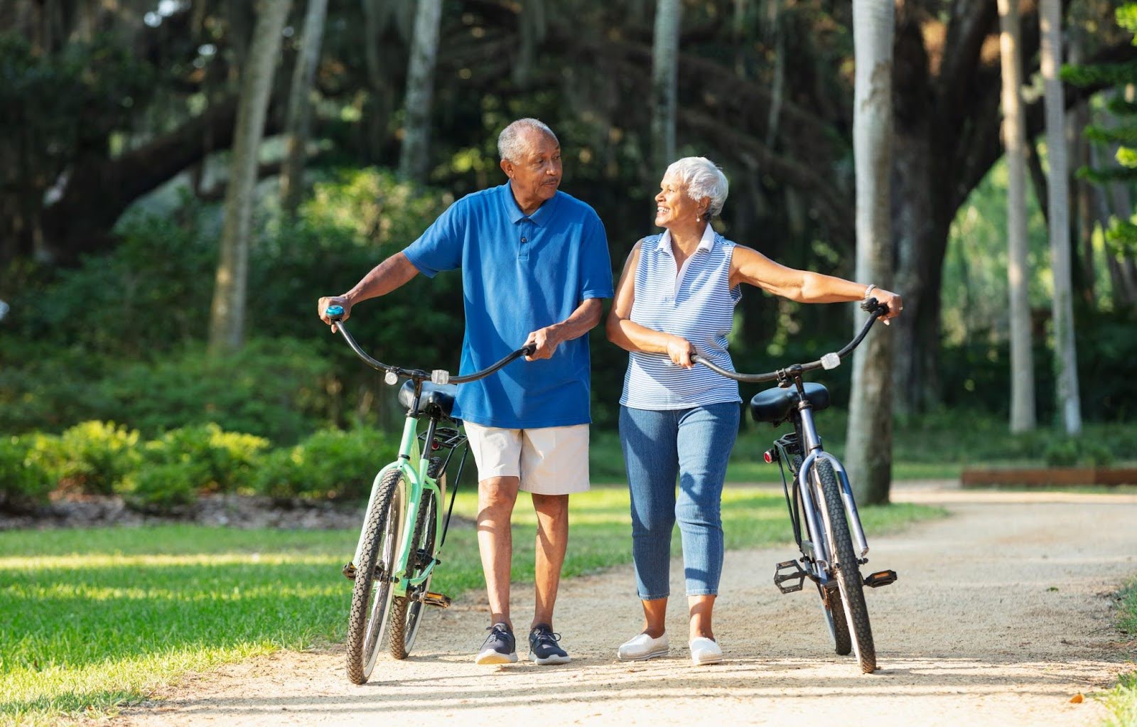 senior couple on a bike ride