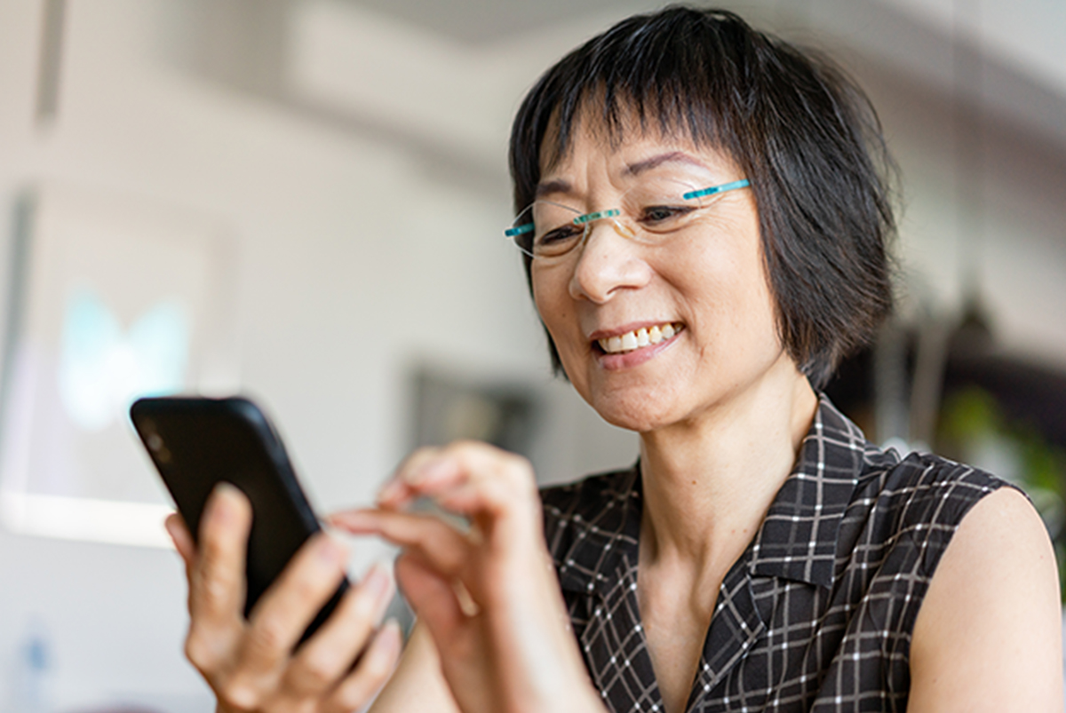 Older woman using smartphone