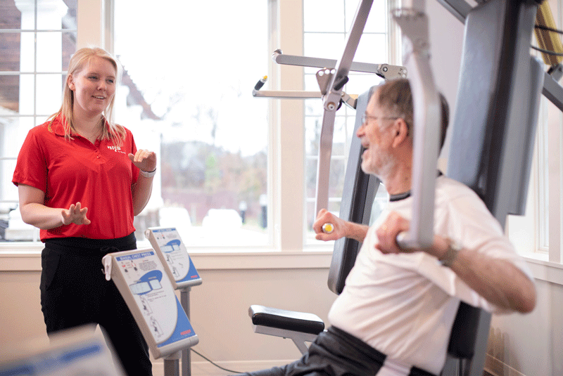 Senior man working out in his retirement community