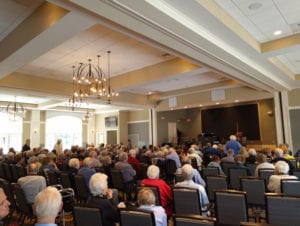 Seniors gathered in the meeting room at The Heritage at Brentwood
