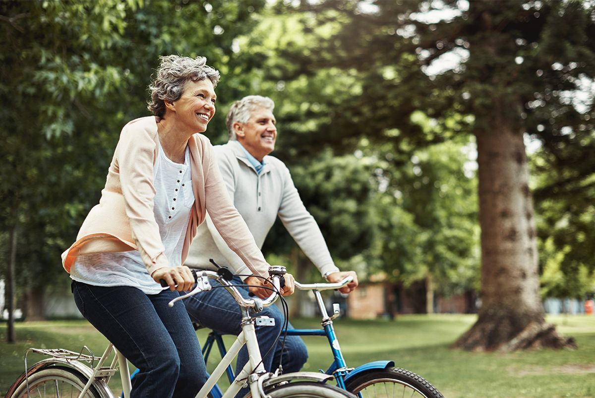 Seniors riding bikes