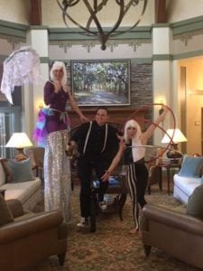 A photo of circus entertainers who came to entertain seniors
