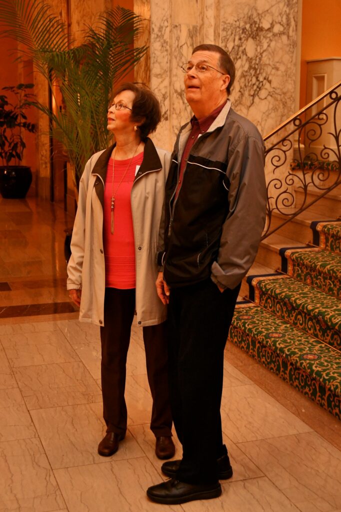 Ann and Ray Bell check out the opulent Hermitage Hotel lobby.