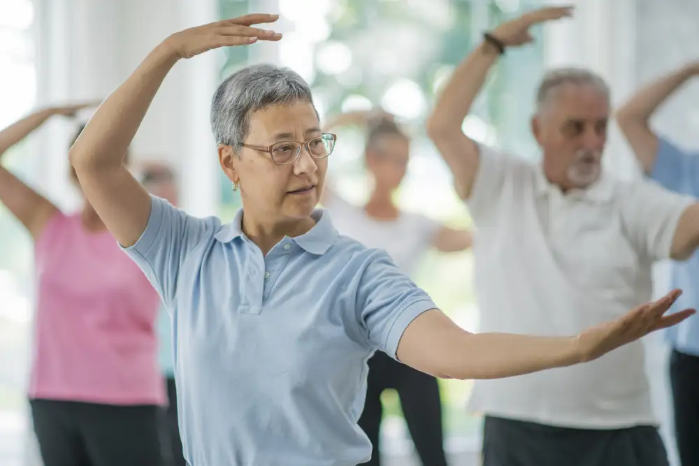 a group of seniors participating in a Tai Chi class